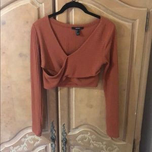 Forever 21 Long Sleeve Wrap Crop Top